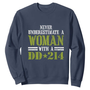 Female Veteran Sweatshirt Women with DD-214, Veterans Day Gift TS01 Navy Print Your Wear