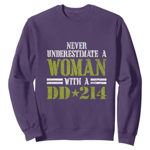 Female Veteran Sweatshirt Women with DD-214, Veterans Day Gift TS01 Purple Print Your Wear