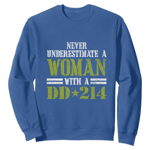 Female Veteran Sweatshirt Women with DD-214, Veterans Day Gift TS01 Royal Blue Print Your Wear