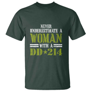 Female Veteran T Shirt Women with DD-214, Veterans Day Gift TS01 Dark Forest Green Print Your Wear