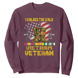 Vietnam Veteran Sweatshirt US Flag & Combat Boots Patriotic Design TS01 Maroon Print Your Wear