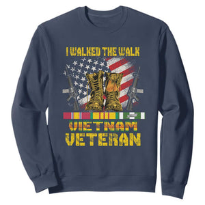 Vietnam Veteran Sweatshirt US Flag & Combat Boots Patriotic Design TS01 Navy Print Your Wear