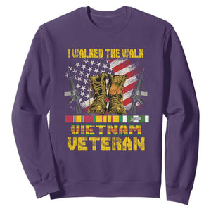 Vietnam Veteran Sweatshirt US Flag & Combat Boots Patriotic Design TS01 Purple Print Your Wear