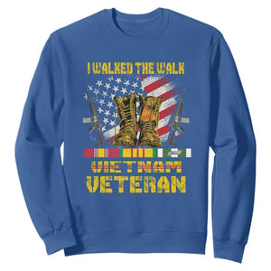 Vietnam Veteran Sweatshirt US Flag & Combat Boots Patriotic Design TS01 Royal Blue Print Your Wear