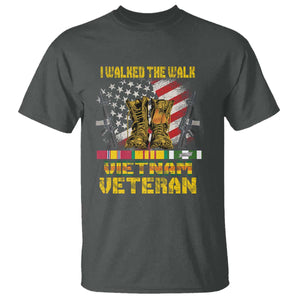 Vietnam Veteran T Shirt US Flag & Combat Boots Patriotic Design TS01 Dark Heather Print Your Wear