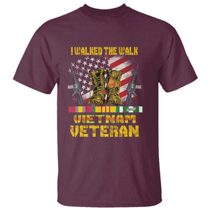 Vietnam Veteran T Shirt US Flag & Combat Boots Patriotic Design TS01 Maroon Print Your Wear