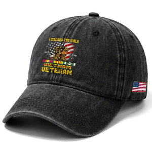 Vietnam Veteran Washed Cotton Baseball Cap US Flag & Combat Boots Patriotic Design TS01 Print Your Wear