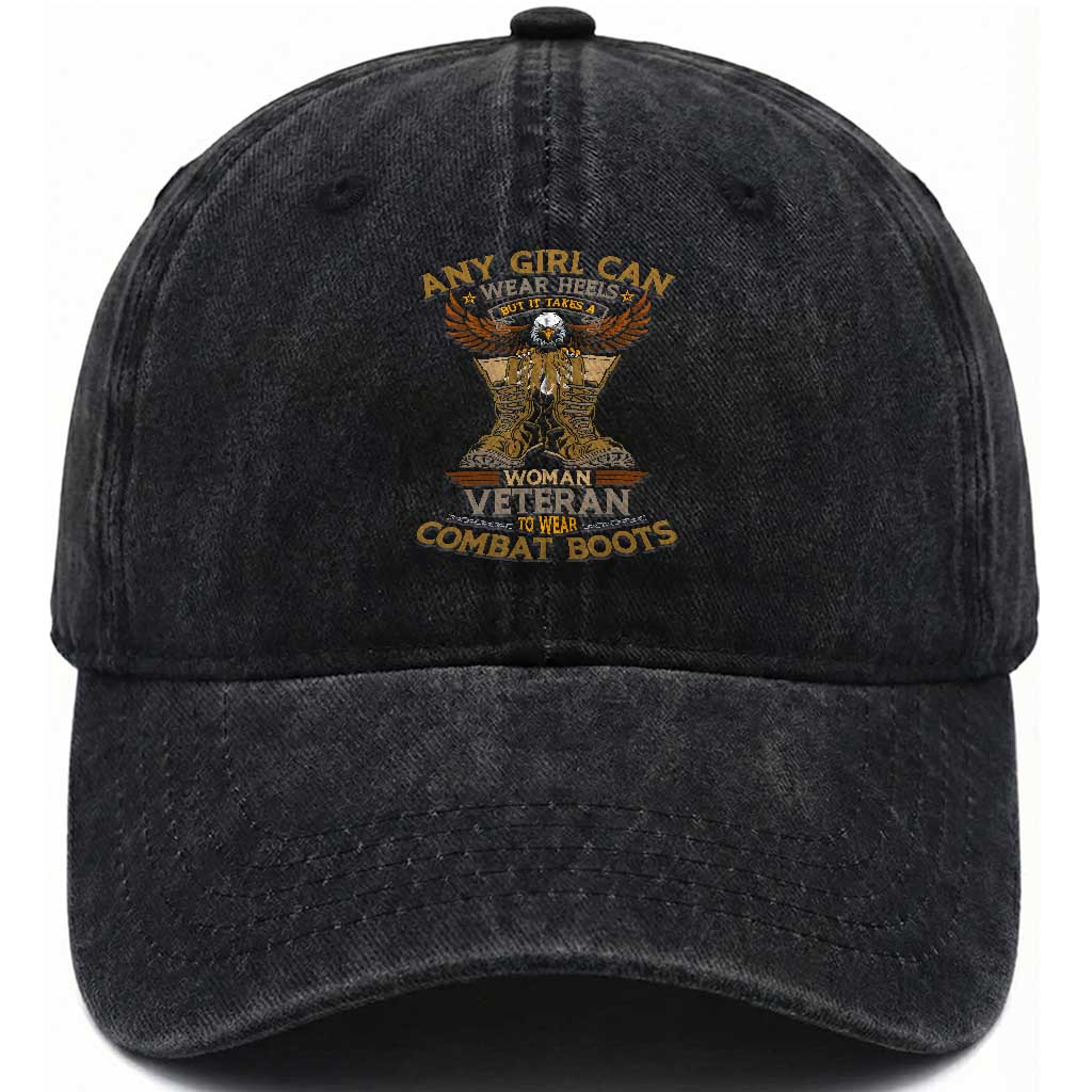 My Favorite Veteran is My Mom Washed Cotton Baseball Cap US Flag, Proud Veteran Mother Gift TS01 Washed Cap Universal Fit Black Print Your Wear