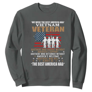 Vietnam Veteran Sweatshirt Brothers Who Fought, US Flag Patriotic Design TS01 Dark Heather Print Your Wear