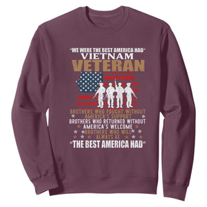 Vietnam Veteran Sweatshirt Brothers Who Fought, US Flag Patriotic Design TS01 Maroon Print Your Wear