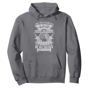 Army Veteran Hoodie American Oath, Defend the Constitution, Patriotic Gift TS01 Charcoal Print Your Wear