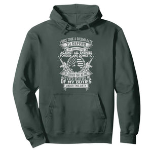 Army Veteran Hoodie American Oath, Defend the Constitution, Patriotic Gift TS01 Dark Forest Green Print Your Wear