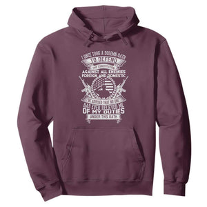 Army Veteran Hoodie American Oath, Defend the Constitution, Patriotic Gift TS01 Maroon Print Your Wear