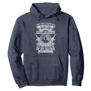 Army Veteran Hoodie American Oath, Defend the Constitution, Patriotic Gift TS01 Navy Print Your Wear