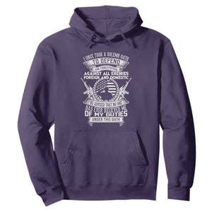 Army Veteran Hoodie American Oath, Defend the Constitution, Patriotic Gift TS01 Purple Print Your Wear