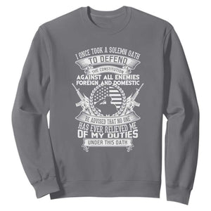 Army Veteran Sweatshirt American Oath, Defend the Constitution, Patriotic Gift TS01 Charcoal Print Your Wear