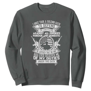 Army Veteran Sweatshirt American Oath, Defend the Constitution, Patriotic Gift TS01 Dark Heather Print Your Wear