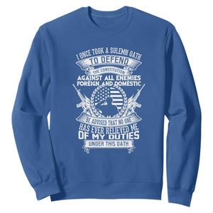 Army Veteran Sweatshirt American Oath, Defend the Constitution, Patriotic Gift TS01 Royal Blue Print Your Wear