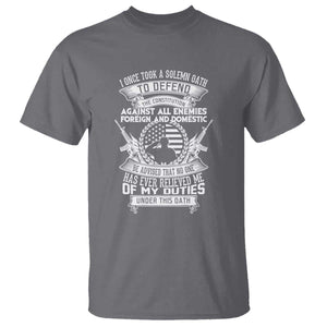 Army Veteran T Shirt American Oath, Defend the Constitution, Patriotic Gift TS01 Charcoal Print Your Wear