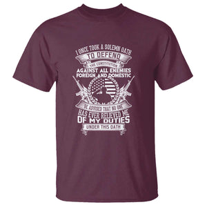 Army Veteran T Shirt American Oath, Defend the Constitution, Patriotic Gift TS01 Maroon Print Your Wear