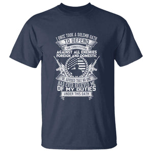 Army Veteran T Shirt American Oath, Defend the Constitution, Patriotic Gift TS01 Navy Print Your Wear