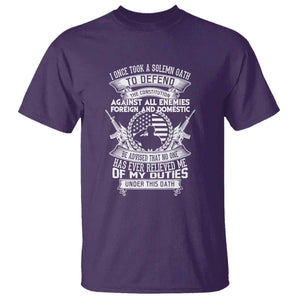 Army Veteran T Shirt American Oath, Defend the Constitution, Patriotic Gift TS01 Purple Print Your Wear