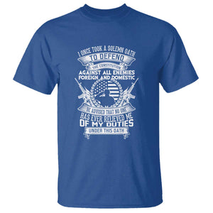 Army Veteran T Shirt American Oath, Defend the Constitution, Patriotic Gift TS01 Royal Blue Print Your Wear