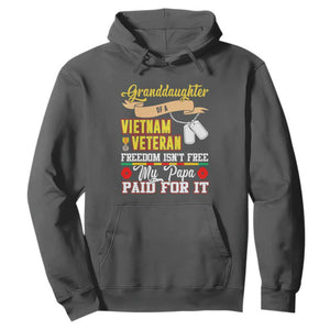 Proud Granddaughter of a Vietnam Veteran Hoodie - Freedom Isn't Free, Patriotic Gift TS01 Dark Heather Print Your Wear