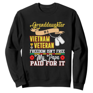 Proud Granddaughter of a Vietnam Veteran Sweatshirt - Freedom Isn't Free, Patriotic Gift TS01 Black Print Your Wear