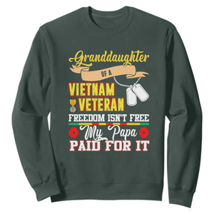 Proud Granddaughter of a Vietnam Veteran Sweatshirt - Freedom Isn't Free, Patriotic Gift TS01 Dark Forest Green Print Your Wear