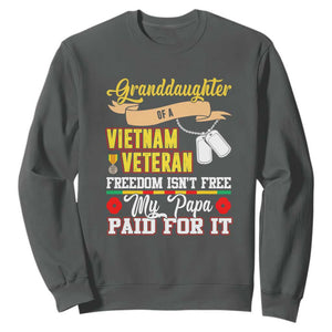 Proud Granddaughter of a Vietnam Veteran Sweatshirt - Freedom Isn't Free, Patriotic Gift TS01 Dark Heather Print Your Wear