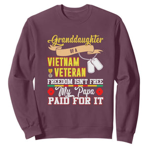 Proud Granddaughter of a Vietnam Veteran Sweatshirt - Freedom Isn't Free, Patriotic Gift TS01 Maroon Print Your Wear