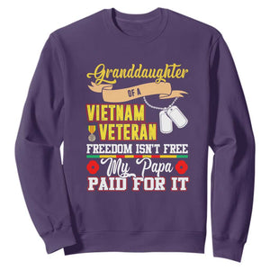 Proud Granddaughter of a Vietnam Veteran Sweatshirt - Freedom Isn't Free, Patriotic Gift TS01 Purple Print Your Wear