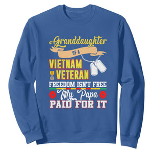 Proud Granddaughter of a Vietnam Veteran Sweatshirt - Freedom Isn't Free, Patriotic Gift TS01 Royal Blue Print Your Wear