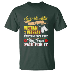 Proud Granddaughter of a Vietnam Veteran T Shirt - Freedom Isn't Free, Patriotic Gift TS01 Dark Forest Green Print Your Wear