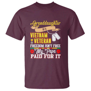 Proud Granddaughter of a Vietnam Veteran T Shirt - Freedom Isn't Free, Patriotic Gift TS01 Maroon Print Your Wear