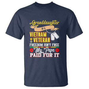 Proud Granddaughter of a Vietnam Veteran T Shirt - Freedom Isn't Free, Patriotic Gift TS01 Navy Print Your Wear