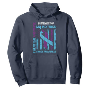 Suicide Awareness Hoodie - Teal & Purple Ribbon for Brother - Support Flag Design TS01 Navy Print Your Wear