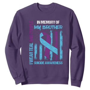 Suicide Awareness Sweatshirt - Teal & Purple Ribbon for Brother - Support Flag Design TS01 Purple Print Your Wear