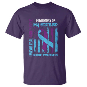 Suicide Awareness T Shirt - Teal & Purple Ribbon for Brother - Support Flag Design TS01 Purple Print Your Wear