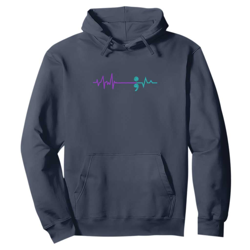 Suicide Prevention Awareness Hoodie Semicolon Stay Strong Design TS01 Navy Print Your Wear