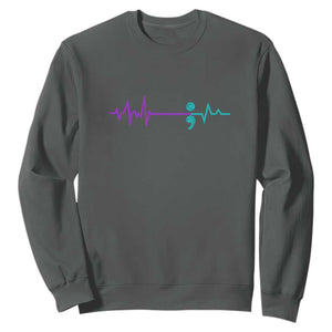 Suicide Prevention Awareness Sweatshirt Semicolon Stay Strong Design TS01 Dark Heather Print Your Wear