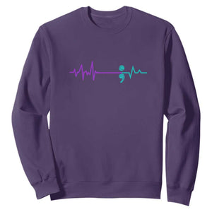 Suicide Prevention Awareness Sweatshirt Semicolon Stay Strong Design TS01 Purple Print Your Wear