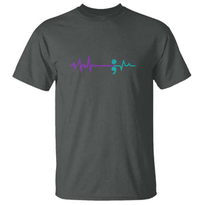 Suicide Prevention Awareness T Shirt - Semicolon Stay Strong Mental Health Solidarity Tee TS01 Dark Heather Print Your Wear