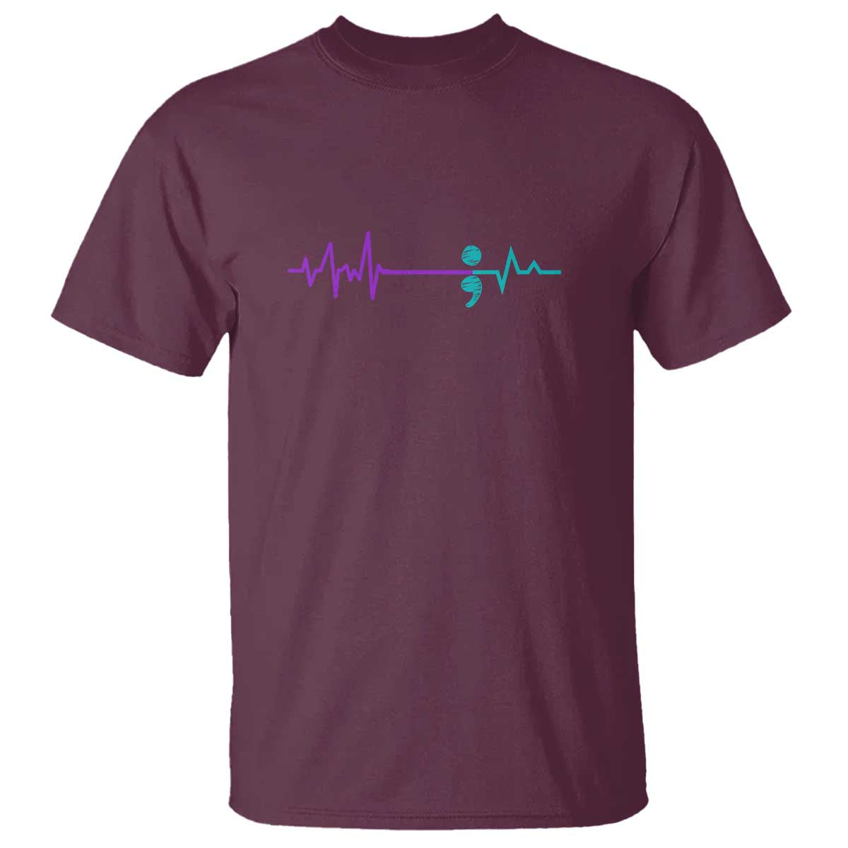 Suicide Prevention Awareness T Shirt - Semicolon Stay Strong Mental Health Solidarity Tee TS01 Maroon Print Your Wear