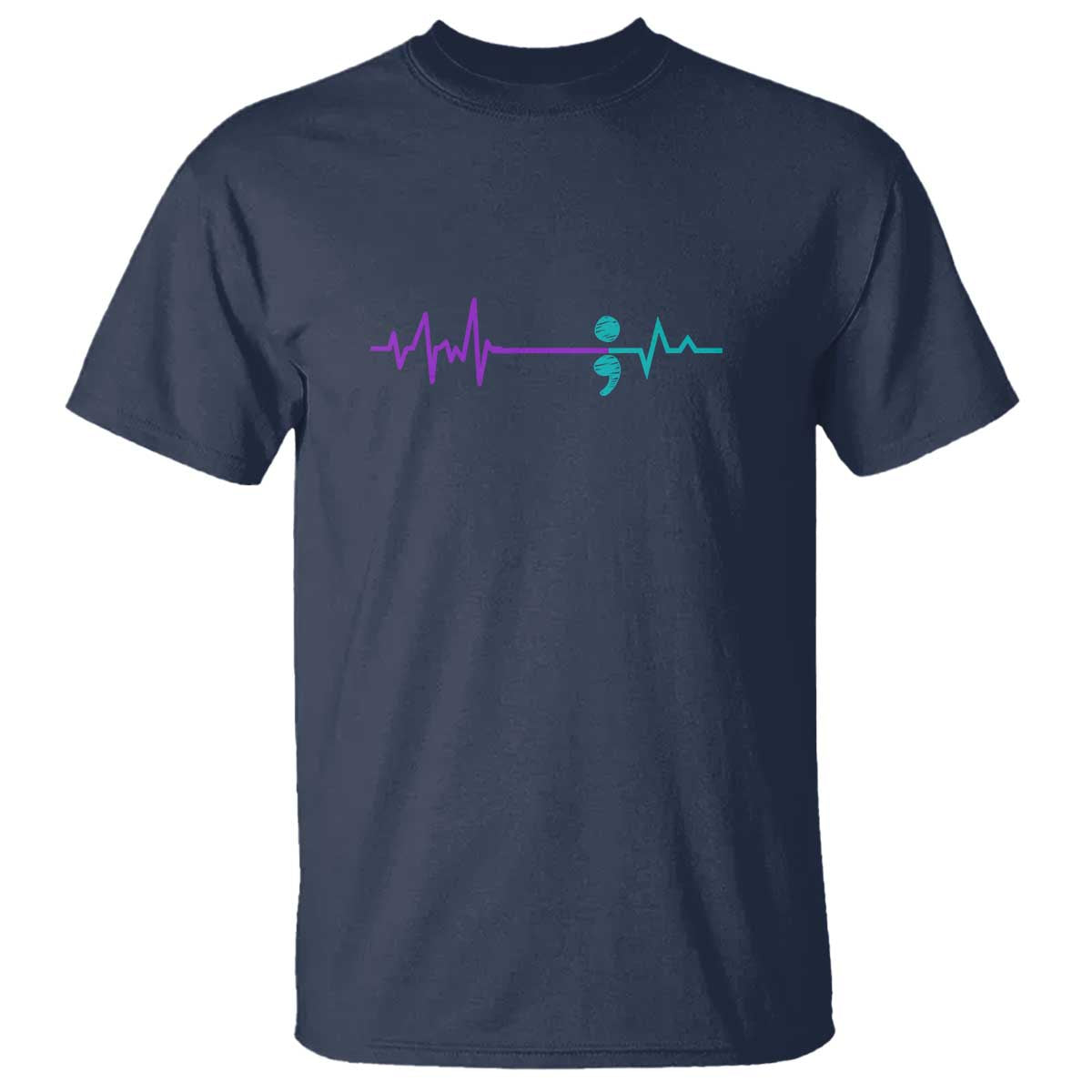 Suicide Prevention Awareness T Shirt - Semicolon Stay Strong Mental Health Solidarity Tee TS01 Navy Print Your Wear