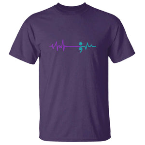 Suicide Prevention Awareness T Shirt - Semicolon Stay Strong Mental Health Solidarity Tee TS01 Purple Print Your Wear