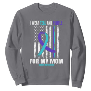 Suicide Awareness Sweatshirt I Wear Teal & Purple for Someone I Miss Flag Design TS01 Charcoal Print Your Wear