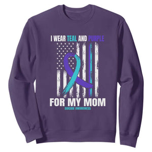 Suicide Awareness Sweatshirt I Wear Teal & Purple for Someone I Miss Flag Design TS01 Purple Print Your Wear