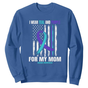 Suicide Awareness Sweatshirt I Wear Teal & Purple for Someone I Miss Flag Design TS01 Royal Blue Print Your Wear